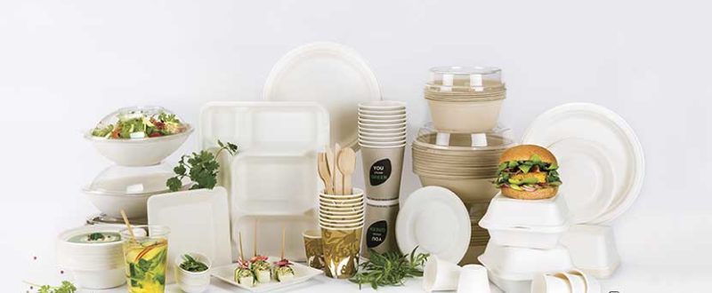 La gamme eco responsable : une vaisselle jetable en fibre de canne et bio plastique