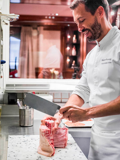 Matfer Bourgeat Maison Rostang recette Carré de cochon de lait couteau