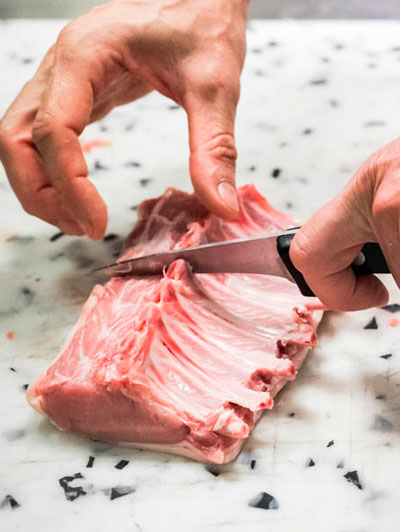 Matfer Bourgeat Maison Rostang recette Carré de cochon de lait couteau