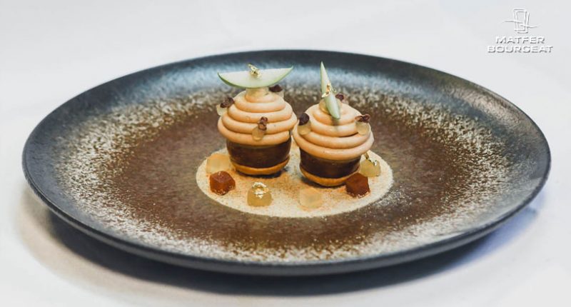 Foie gras with smoked apples.  Recipe by Grégoire Berger – Restaurant l’Ossiano – Dubai