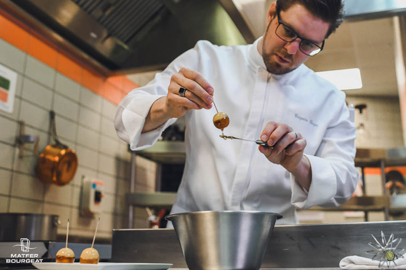 Matfer Bourgeat recette foie gras aux pommes fumé Gregoire Berger