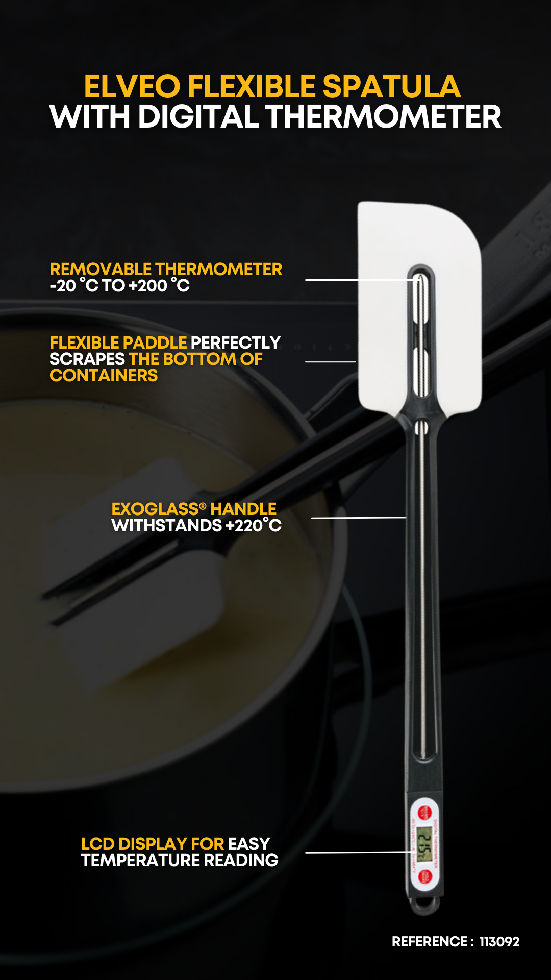 ELVEO FLEXIBLE SPATULA WITH DIGITAL THERMOMETER