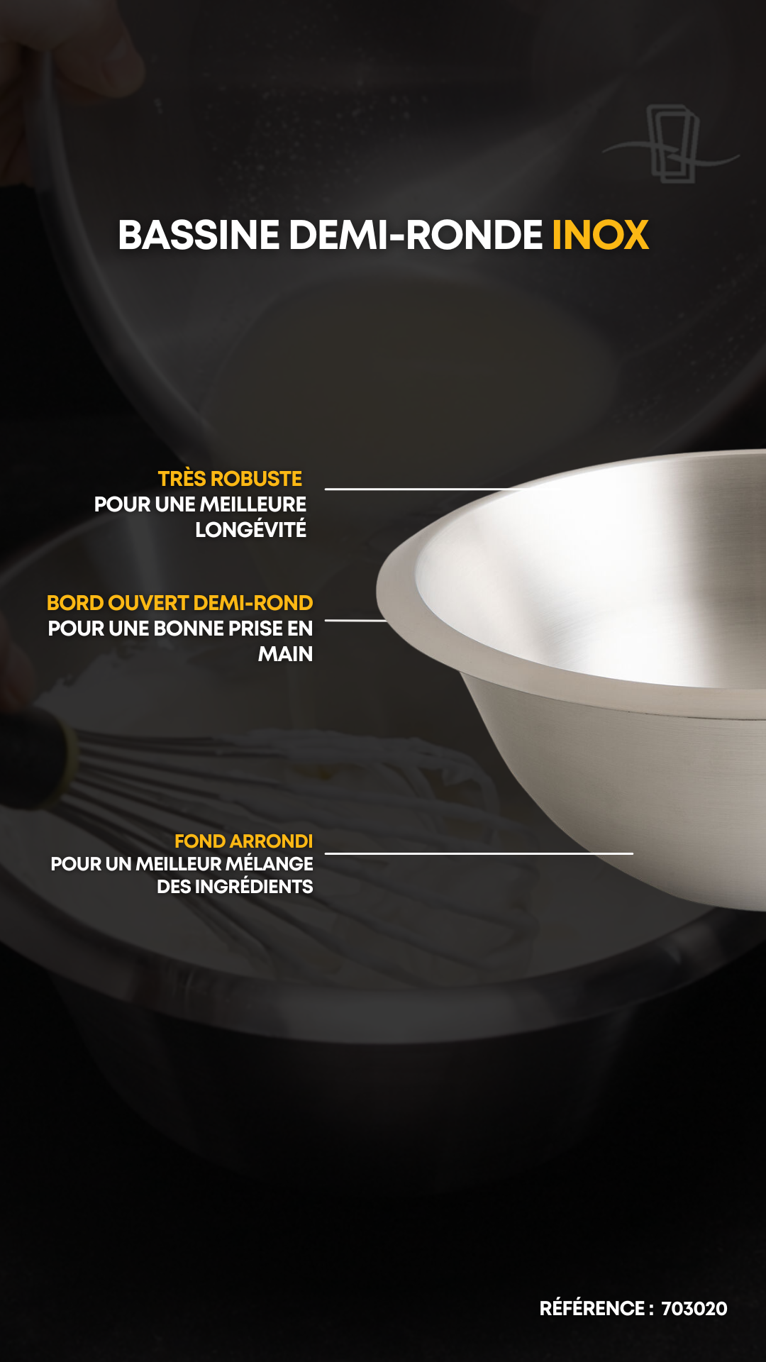 BASSINE INOX DEMI RONDE