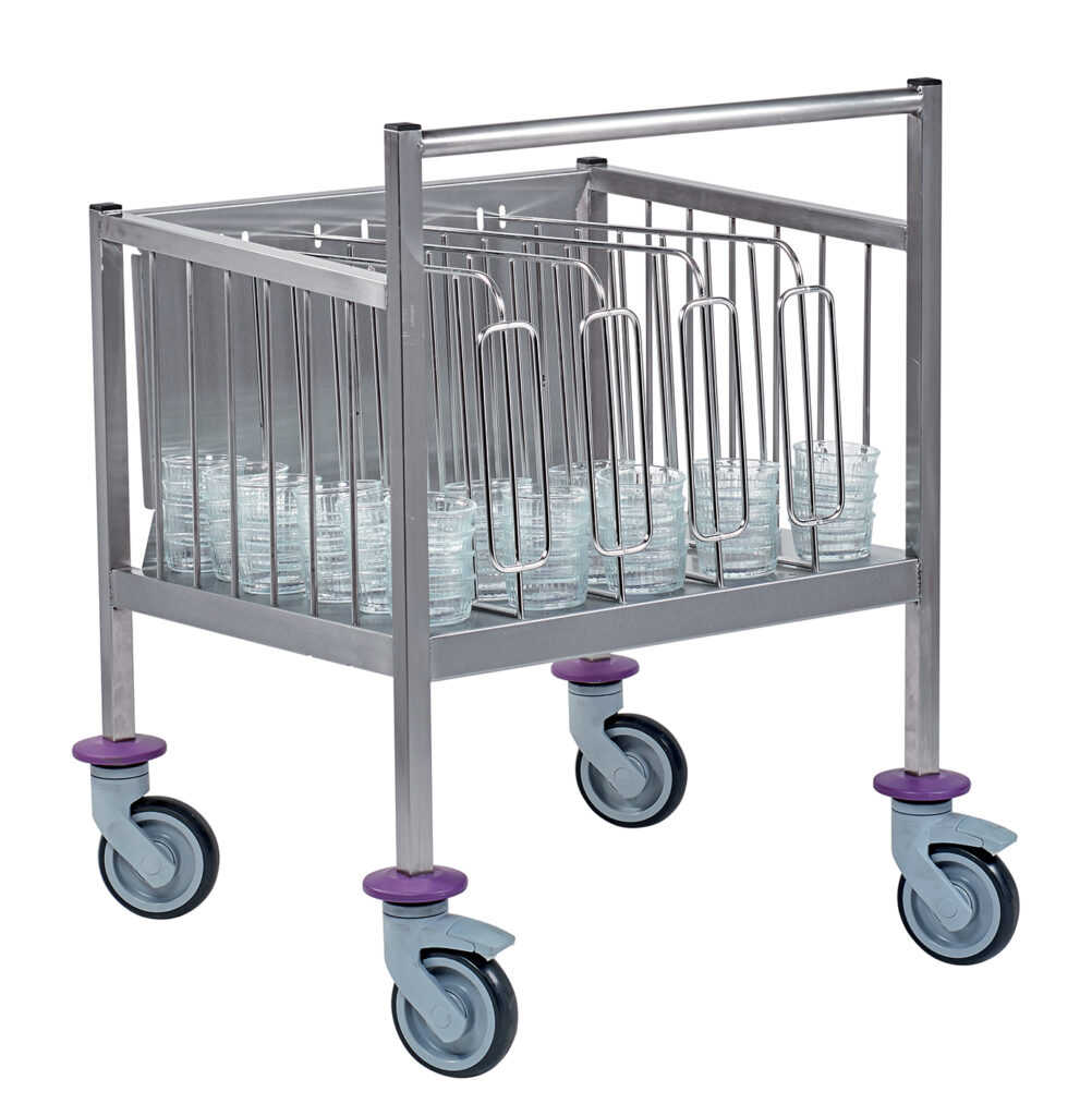 Chariot compact petite vaisselle Bourgeat inox – vue d'ensemble en cuisine professionnelle